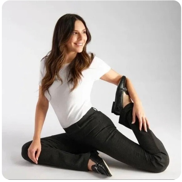 Betabrand Charcoal Gray Classic Straight Leg Dress, Yoga, Career Pants Medium P - Picture 3 of 11